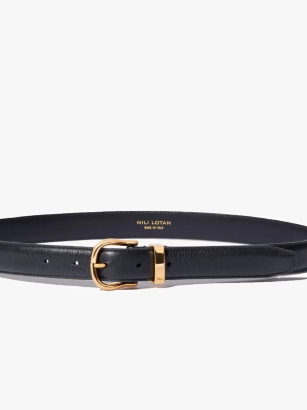 NILI LOTAN - Louise Belt - Black Leather w/Gold Buckle, size 75